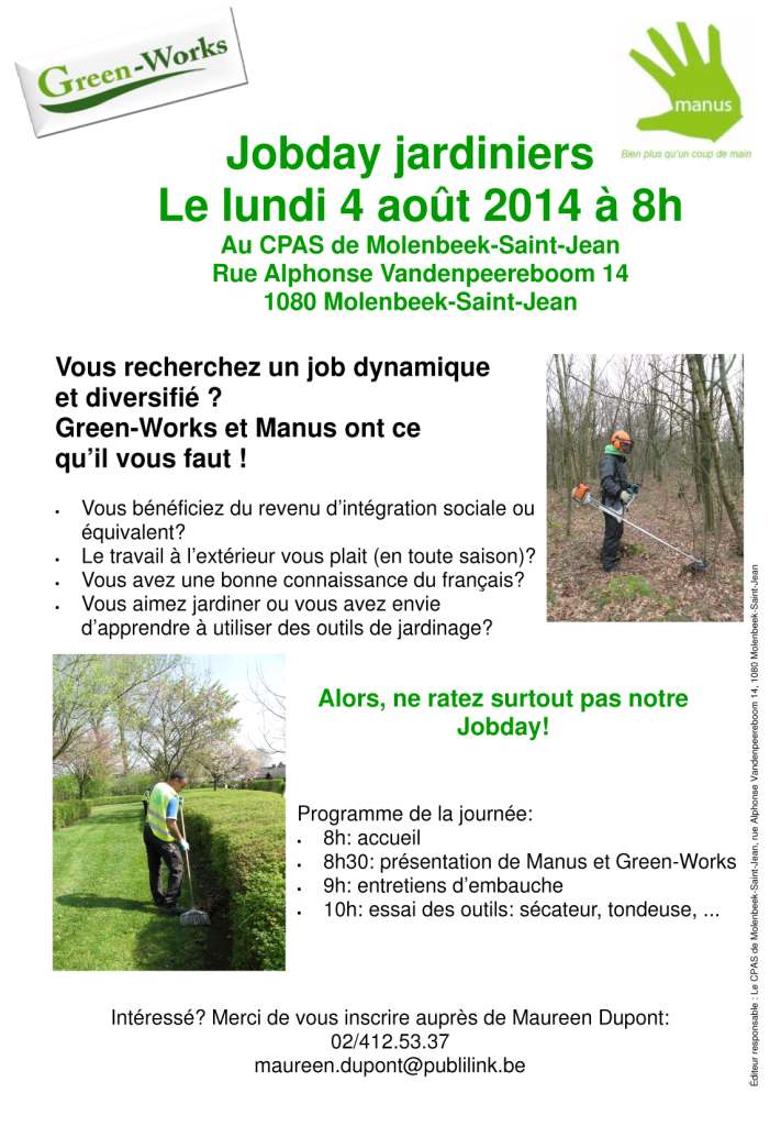 Affiche Jobday Green-Works et Manus