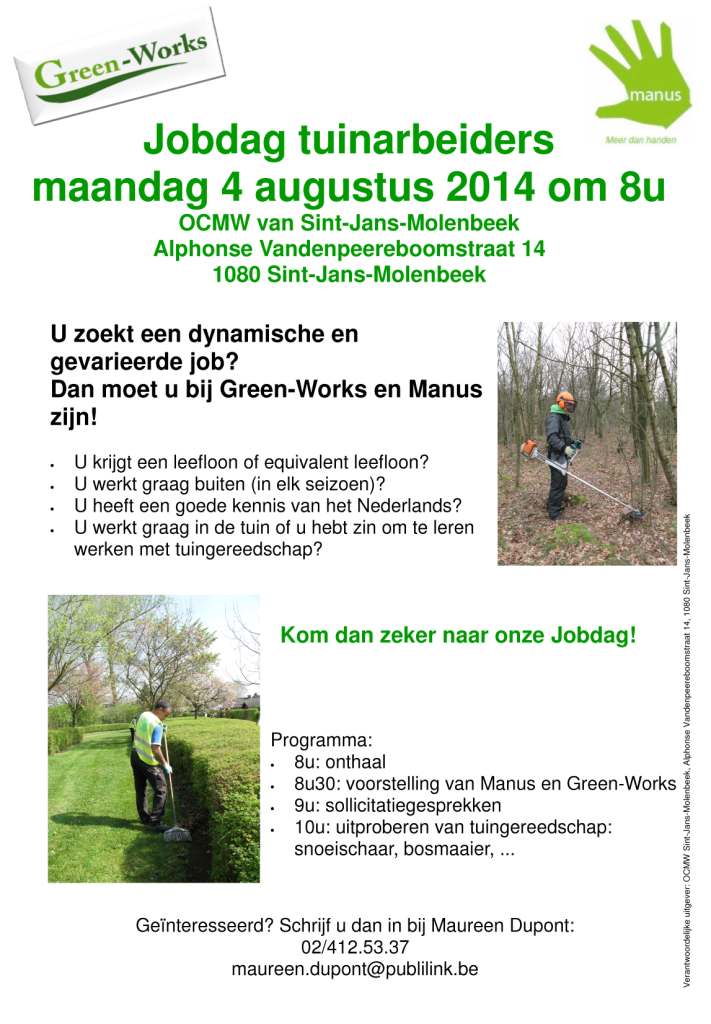 Affiche jobdag Green-Works en Manus